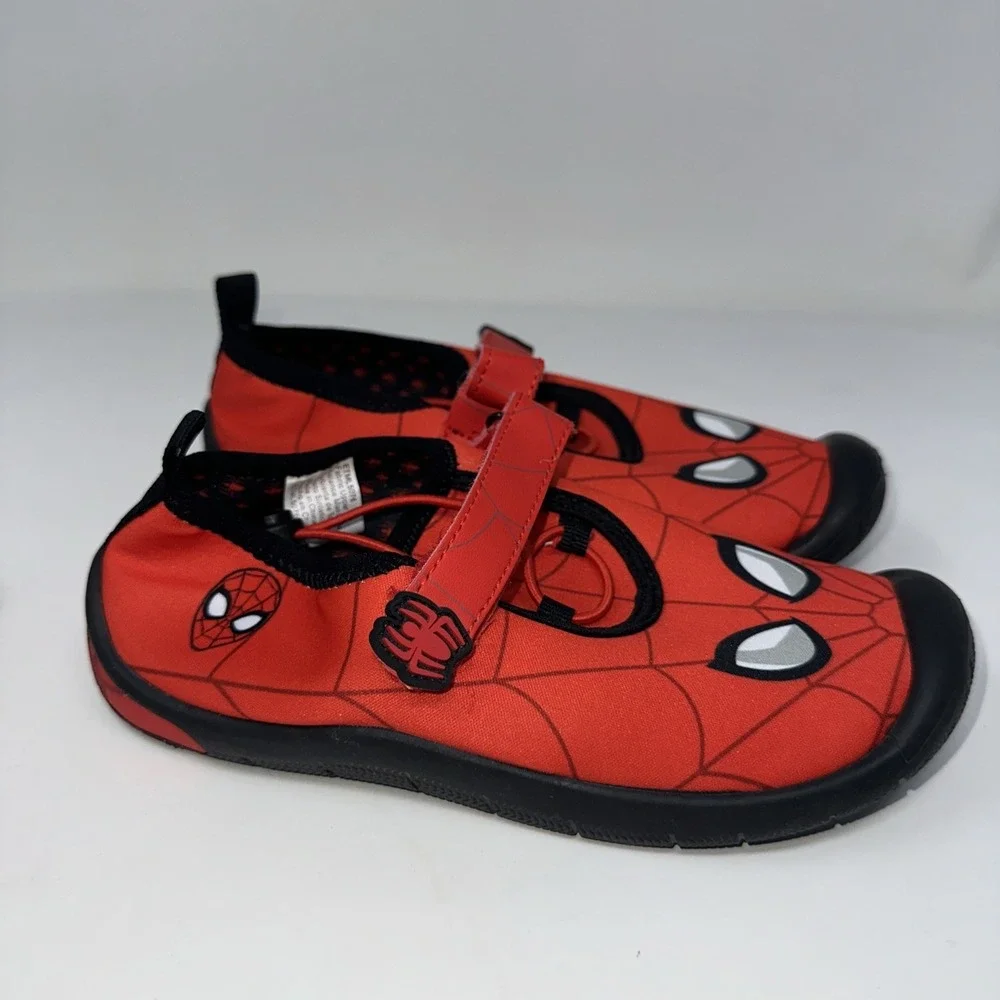 Marvel Spider-Man Kids Size 13 Water Shoes Aqua Socks Slip-On Red Black Web